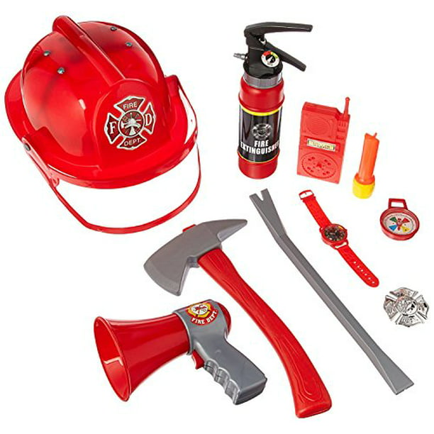 10 Piece Fireman firefighter Playset play set with helmet for Kids